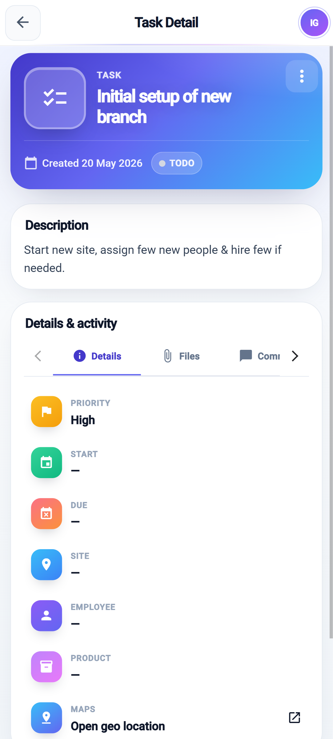 Task detail